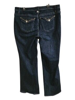 Just My Size Blue Jeans Sz 20W Dark Wash Boot Cut Stretch Denim Contrast Stitch